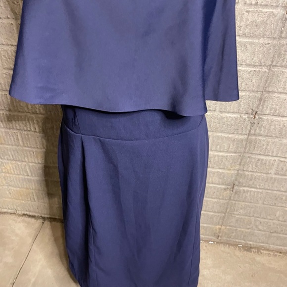 Naked Zebra Navy Blue Strapless Layered‎ Bodice Solid Color Dress Size Large - Picture 2 of 4